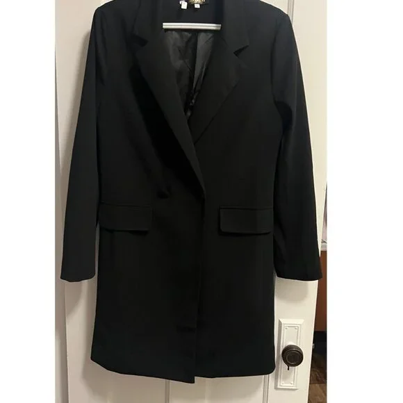 Women's longline black blazer size medium - Picture 3 of 6